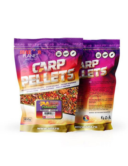 Pelete Senzor Summer PVA Bag Mix Fumigena Fluoro Garlic, 800g Pelete Senzor Summer PVA Bag Mix Fumigena Fluoro Garlic, 800g