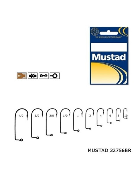 Carlige Mustad M32756 Bronz pentru Jig/Twister, 100buc/plic