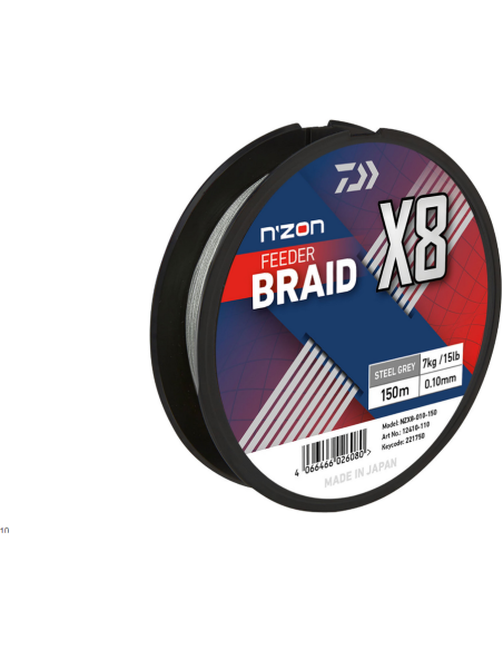 Fir Textil Daiwa Nzon 8xBraid Steel Gray, 150m Fir Textil Daiwa Nzon 8xBraid Steel Gray, 150m