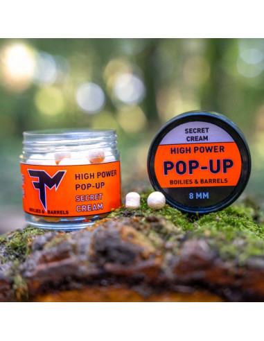 Pop-Up Feedermania High Power Boilies & Barrels, Secret Cream, 8mm