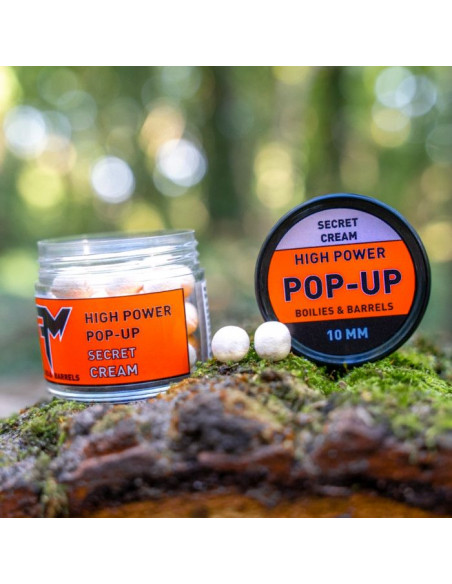 Pop-Up Feedermania High Power Boilies & Barrels, Secret Cream, 10mm Pop-Up Feedermania High Power Boilies & Barrels, Secret Cream, 10mm