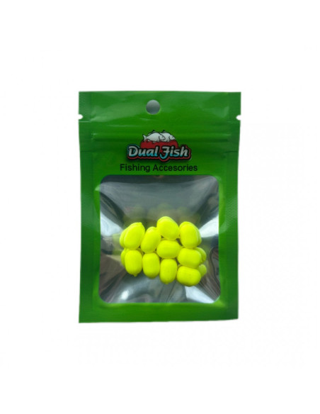 Dual-Sponge Dual Fish, 10mm, Galben Fluo, 10buc