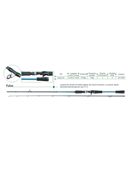 Lanseta Baracuda Pulse, 2.10m, 10-30g, 2buc Lanseta Baracuda Pulse, 2.10m, 10-30g, 2buc