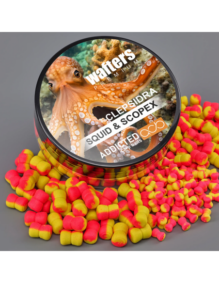 Wafters Addicted Carp Baits Clepsidra Premium, Squid & Scopex, 40-50ml Wafters Addicted Carp Baits Clepsidra Premium, Squid & Scopex, 40-50ml