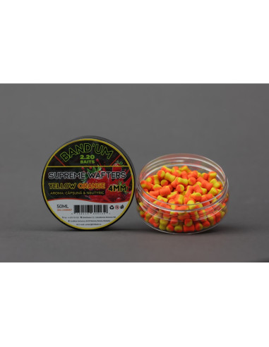 Wafters 2.20 Baits Supreme Bandum Wafters, Yellow Orange, 4mm, 50ml