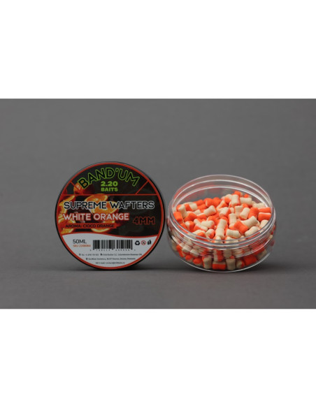 Wafters 2.20 Baits Supreme Bandum Wafters, White-Orange, 4mm, 50ml Wafters 2.20 Baits Supreme Bandum Wafters, White-Orange, 4mm, 50ml