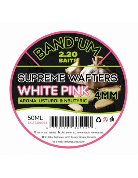 Wafters 2.20 Baits Supreme Bandum Wafters, White-Pink, 4mm, 50ml Wafters 2.20 Baits Supreme Bandum Wafters, White-Pink, 4mm, 50ml