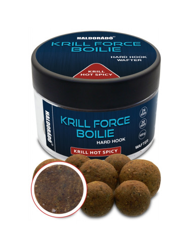 Boilies De Carlig Haldorado Krill Force Boilie Hard Hook Wafter, Krill Hot Spicy, 24-30mm, 100g
