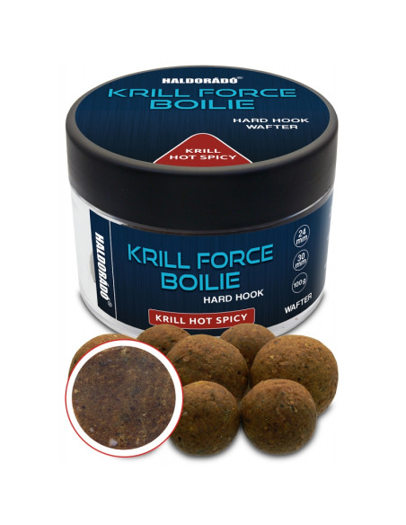 Boilies De Carlig Haldorado Krill Force Boilie Hard Hook Wafter, Krill Hot Spicy, 24-30mm, 100g Boilies De Carlig Haldorado Krill Force Boilie Hard Hook Wafter, Krill Hot Spicy, 24-30mm, 100g