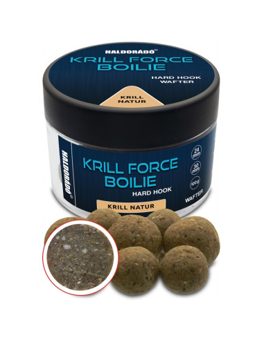 Boilies De Carlig Haldorado Krill Force Boilie Hard Hook Wafter, Krill Natur, 24-30mm, 100g