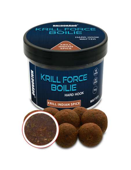 Boilies De Carlig Haldorado Krill Force Boilie Hard Hook Wafter, Krill Indian Spice, 16-20mm, 70g