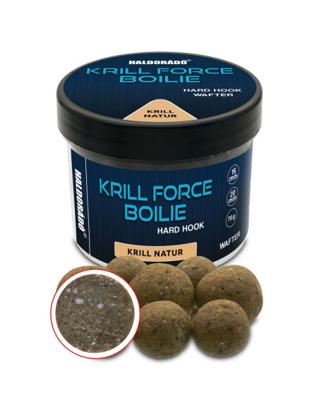 Boilies De Carlig Haldorado Krill Force Boilie Hard Hook Wafter, Krill Natur, 16-20mm, 70g