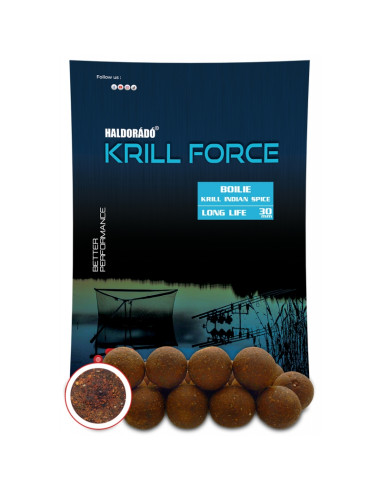 Boilies Haldorado Krill Force Boilie Long Life, Krill Indian Spice, 30mm, 700g