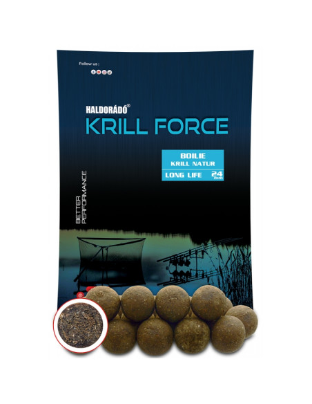 Boilies Haldorado Krill Force Boilie Long Life, Krill Natur, 24mm, 700g
