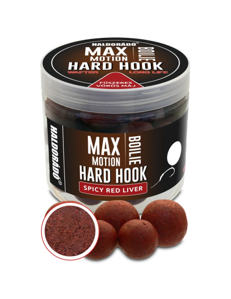 Boilies De Carlig Haldorado Max Motion Boilie Hard Hook Wafter, Ficat Rosu Condimentat, 16-20mm, 100g