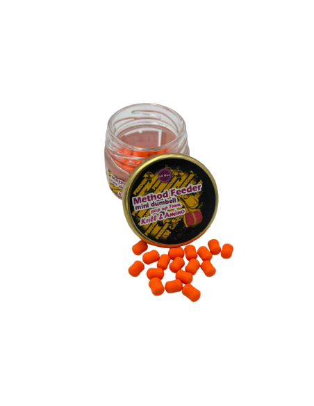 Mini Dumbell FeederX Method Feeder, Krill & Amino, Portocaliu, 7mm, 60buc Mini Dumbell FeederX Method Feeder, Krill & Amino, Portocaliu, 7mm, 60buc