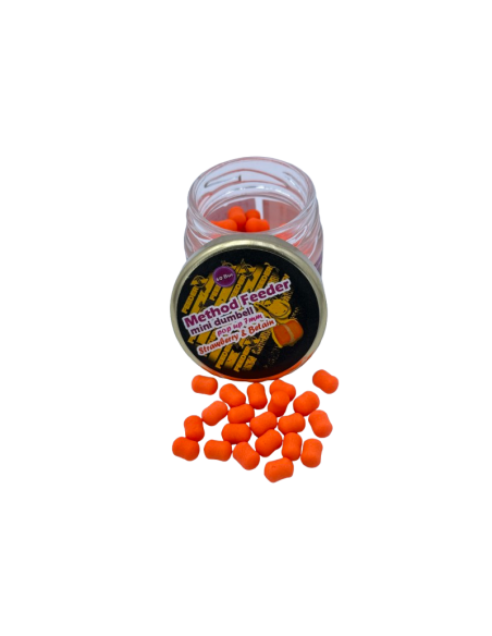Mini Dumbell FeederX Method Feeder, Strawberry & Betaina, Portocaliu, 7mm, 60buc