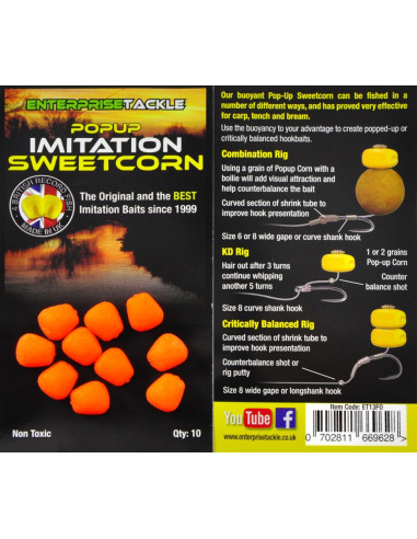 Porumb artificial Enterprise Tackle Pop-Up Sweetcorn Fluoro - Orange