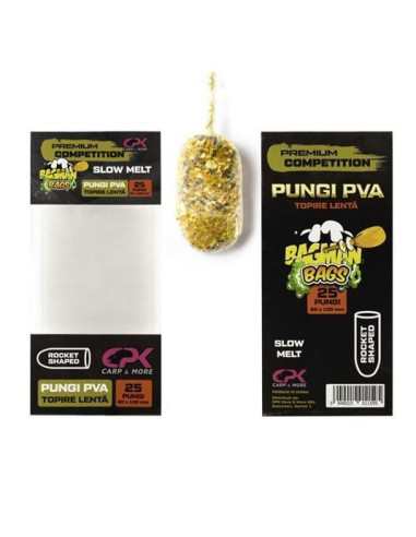 Pungi PVA CPK Bagman Bags Premim Competition Slow Melt, 60x130mm, 25buc/plic