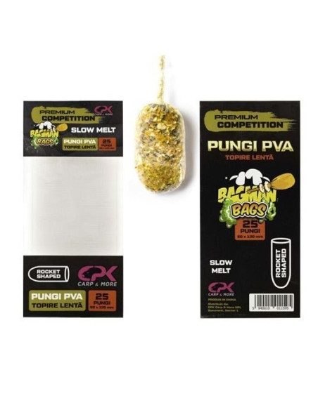 Pungi PVA CPK Bagman Bags Premim Competition Slow Melt, 60x130mm, 25buc/plic Pungi PVA CPK Bagman Bags Premim Competition Slow Melt, 60x130mm, 25buc/plic