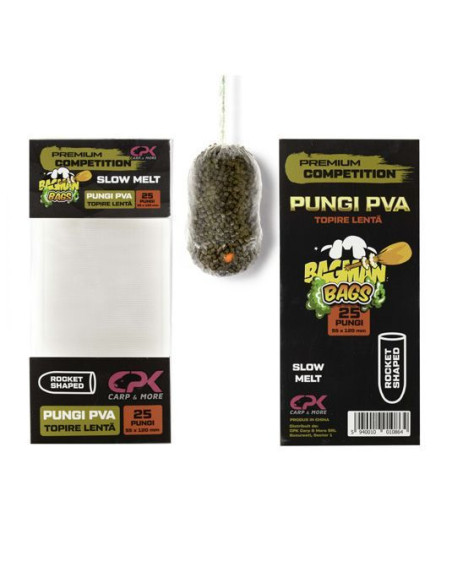 Pungi PVA CPK Bagman Bags Premim Competition Slow Melt, 55x120mm, 25buc/plic