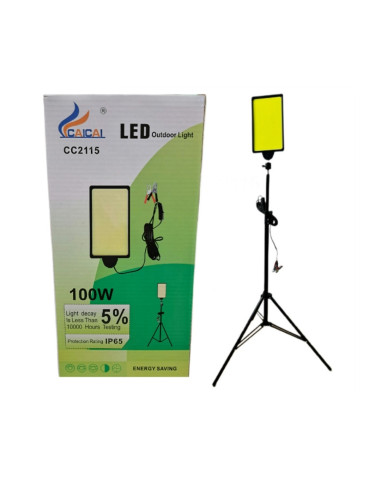 Lampa Camping Pescuit, 100w, 12v, Led COB, Reglabila Cu Suport (Trepied), Intrerupator, Lungime Fir 5m