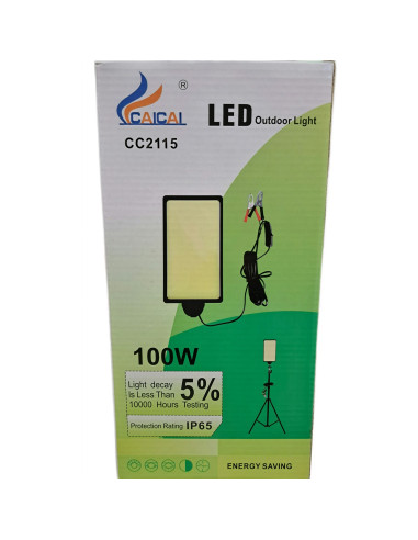 Lampa Camping Pescuit, 100w, 12v, Led COB, Reglabila Cu Suport (Trepied), Intrerupator, Lungime Fir 5m