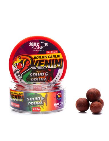 Boilies Senzor Venin Squid Pruna, 20-24mm, 200g