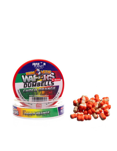 Wafters Senzor Bumbastic Dumbells, Choco Orange, 6-8mm, 25g