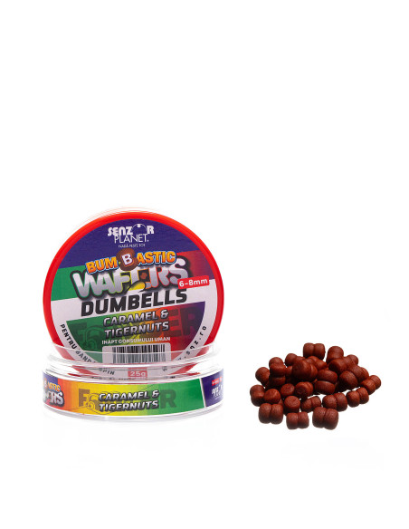 Wafters Senzor Bumbastic Dumbells, Caramel Tigernuts, 6-8mm, 25g Wafters Senzor Bumbastic Dumbells, Caramel Tigernuts, 6-8mm, 25g