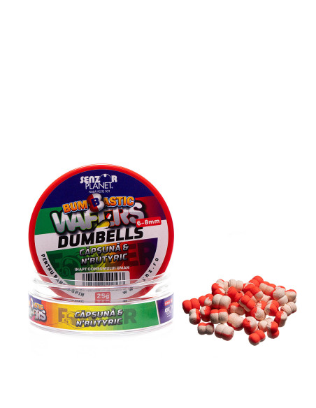 Wafters Senzor Bumbastic Dumbells, Capsuna N'Butyric, 6-8mm, 25g Wafters Senzor Bumbastic Dumbells, Capsuna N'Butyric, 6-8mm, 25g