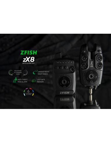 Set 4 avertizori + statie ZFish Bite Alarm Set Zx8