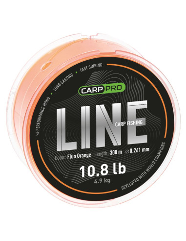 Fir Monofilament Carp Pro Fluorocarbon Coated Fluo Orange, 300m