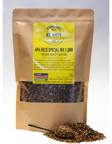 Pelete AE Baits, Lipitoare Rosie & Fructe dulci, 1-2mm, 800g