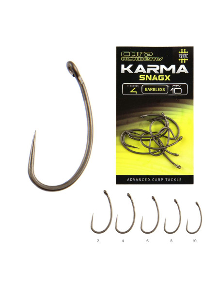Carlige Carp Academy Karma SnagX Barbless, 10buc/pac Carlige Carp Academy Karma SnagX Barbless, 10buc/pac
