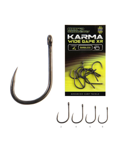 Carlige Carp Academy Karma Wide Gape XR Barbless, 10buc/pac