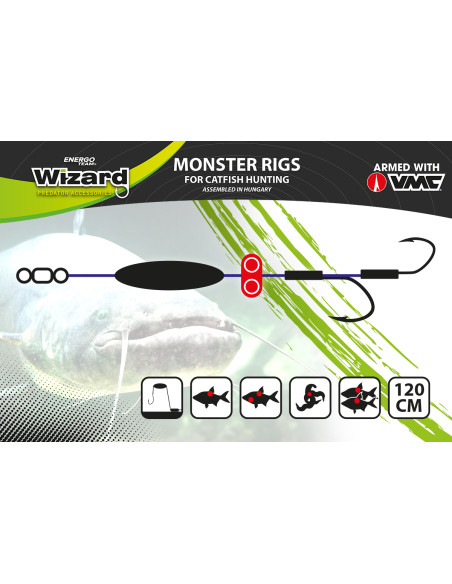 Montura Somn Wizard Monster Upose Pro Mono Bottom Rig, 30g, 1buc/pac Montura Somn Wizard Monster Upose Pro Mono Bottom Rig, 30g, 1buc/pac