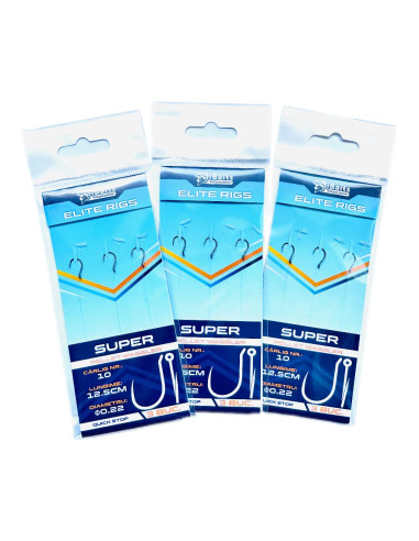 Carlige Legate iBaits Elite Rigs Barbless Quick-Stop, 12,5cm Mono 0,22 mm (3 buc/plic)