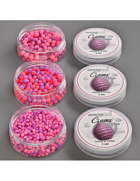 Wafters Addicted Carp Baits Clams, Caviar Pruna, 20/25g Wafters Addicted Carp Baits Clams, Caviar Pruna, 20/25g
