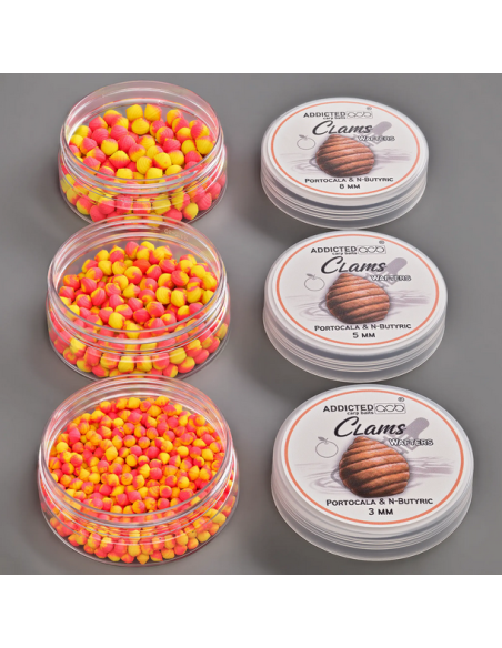 Wafters Addicted Carp Baits Clams, Portocala N Butyric, 20/25g Wafters Addicted Carp Baits Clams, Portocala N Butyric, 20/25g