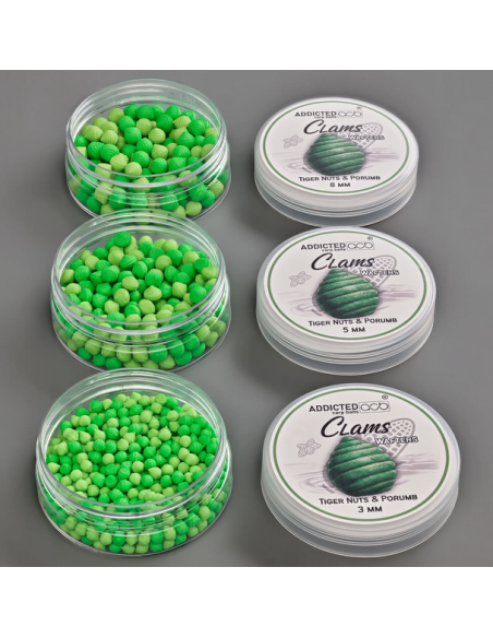 Wafters Addicted Carp Baits Clams, Tiger Nuts Porumb, 20/25g Wafters Addicted Carp Baits Clams, Tiger Nuts Porumb, 20/25g