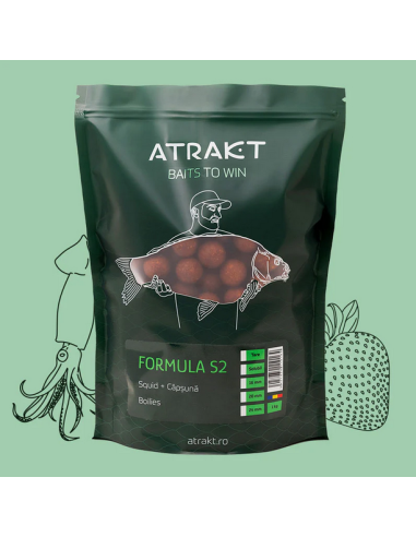 Boilies de Nadit Atrakt Formula S2, Squid & Strawberry, Solubil, 1kg
