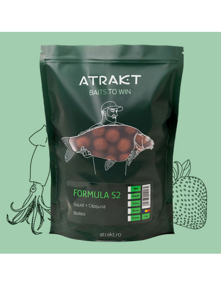 Boilies de Nadit Atrakt Formula S2, Squid & Strawberry, Solubil, 1kg Boilies de Nadit Atrakt Formula S2, Squid & Strawberry, Solubil, 1kg