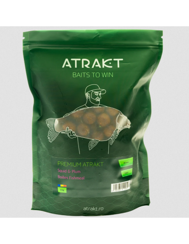 Boilies de Nadit Atrakt Premium, Squid & Plum, Tare, 1kg