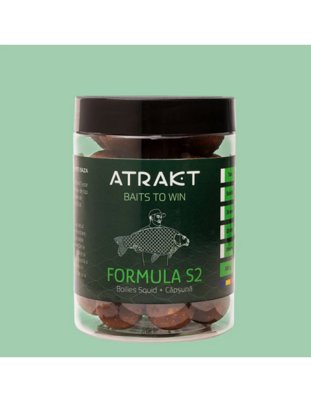 Boilies de Carlig Atrakt Formula S2, Squid & Strawberry, Solubil, 160g Boilies de Carlig Atrakt Formula S2, Squid & Strawberry, Solubil, 160g