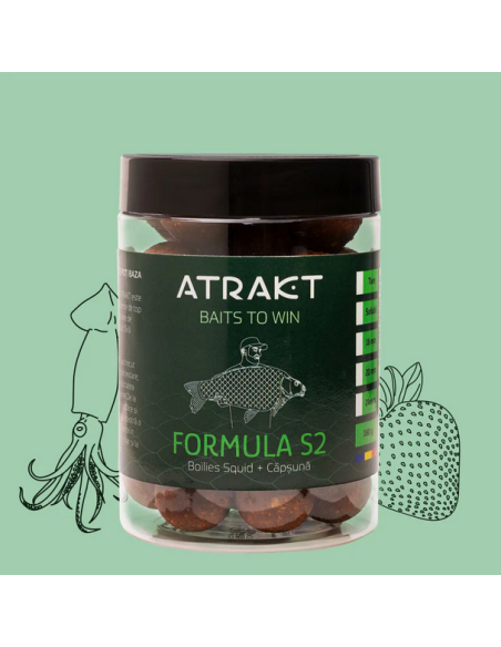 Boilies de Carlig Atrakt Formula S2, Squid & Strawberry, Solubil, 160g Boilies de Carlig Atrakt Formula S2, Squid & Strawberry, Solubil, 160g