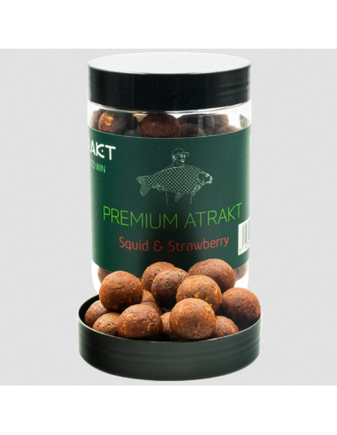 Boilies de Carlig Atrakt Premium, Squid & Strawberry, Tare, 160g
