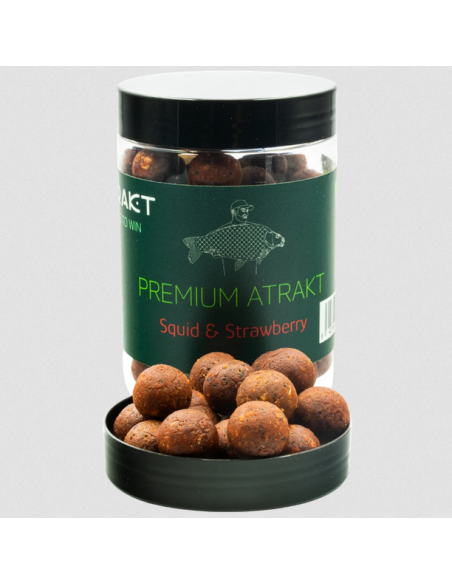 Boilies de Carlig Atrakt Premium, Squid & Strawberry, Tare, 160g