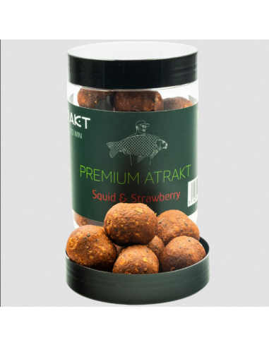 Boilies de Carlig Atrakt Premium Dumbell, Squid & Strawberry, Tare, 160g