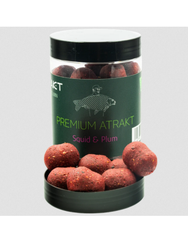 Boilies de Carlig Atrakt Premium Dumbell, Squid & Plum, Tare, 160g